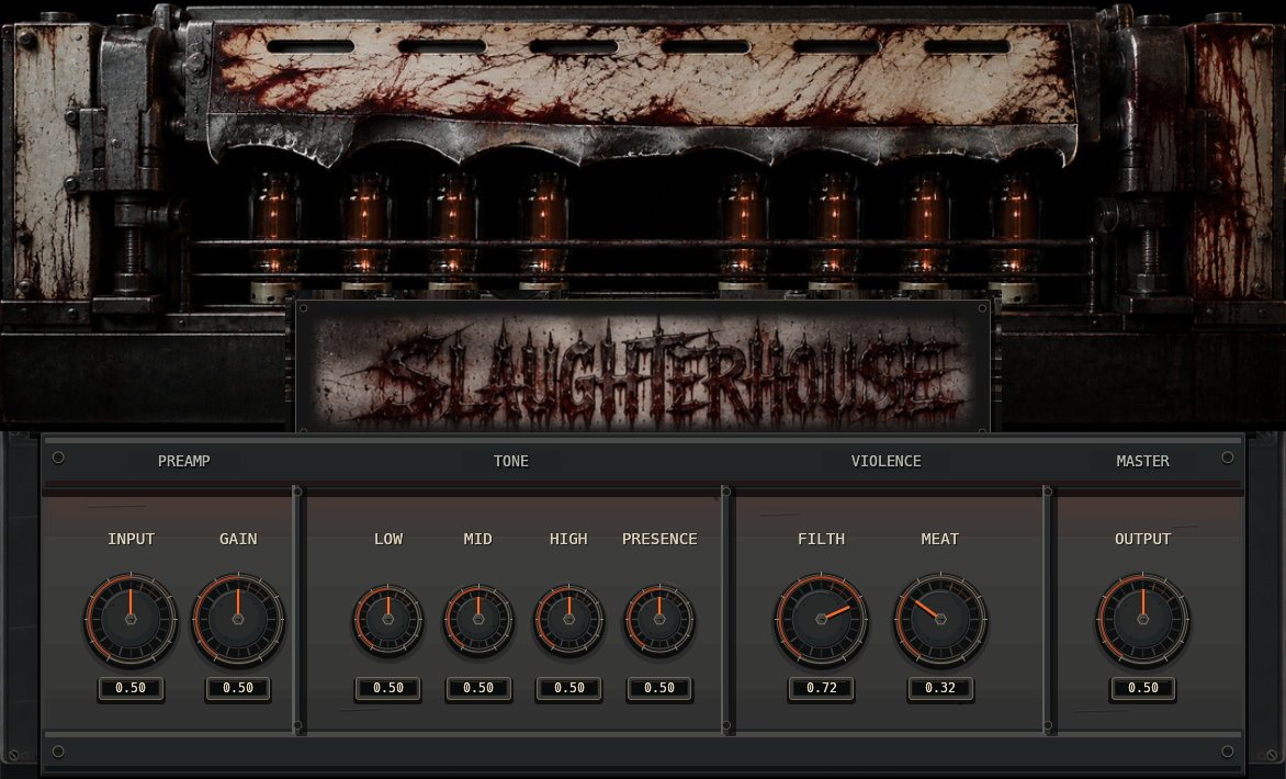 Slaughterhouse amplifier face — The Butcher’s Tool, production editor capture